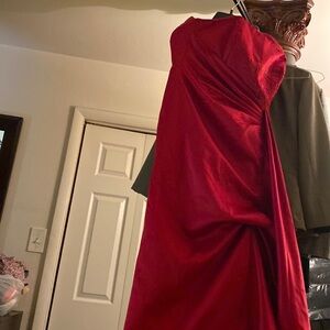 Burgundy gown with crystals satin finish strapless beautiful